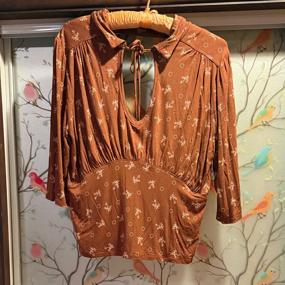 Free People Brown Floral Women's Top